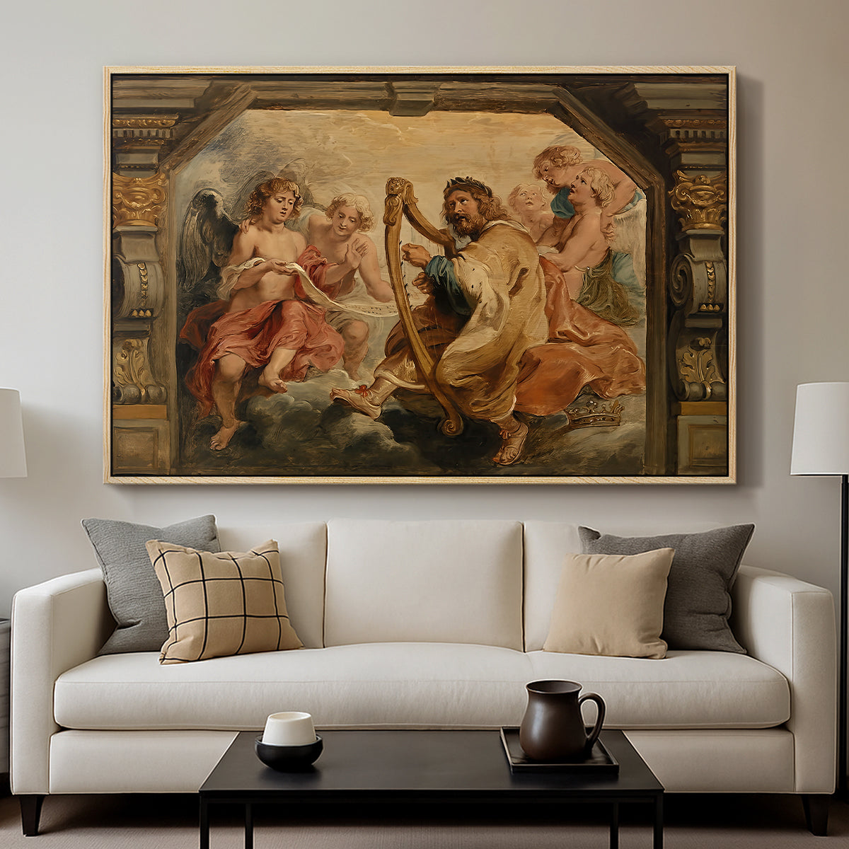 King David Playing the Harp, c. 1627-1628 - Floater Framed Canvas Print