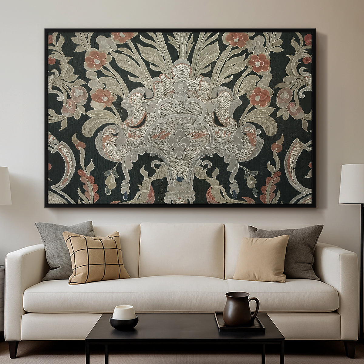 Hanging (Printed Textile), c. 18th Century - Floater Framed Canvas Print