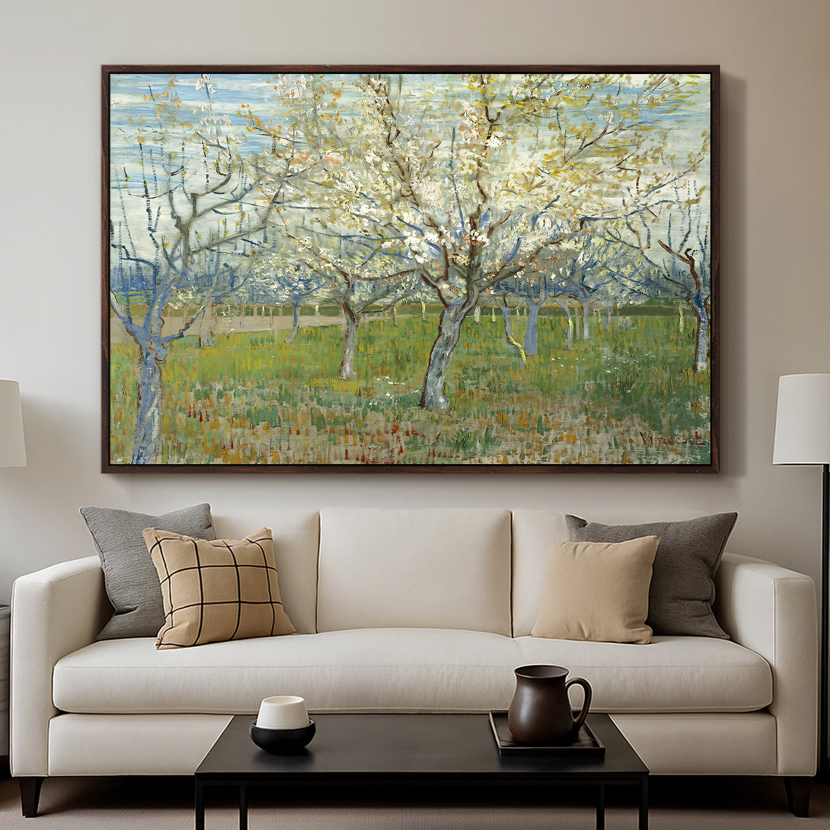 The Pink Orchard, 1888 - Floater Framed Canvas Print