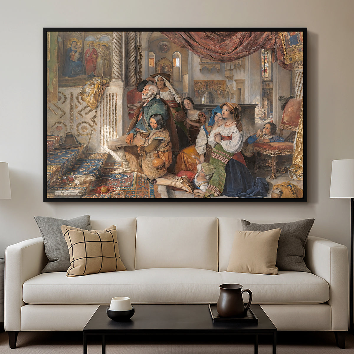 Roman Pilgrims, 1854 - Floater Framed Canvas Print