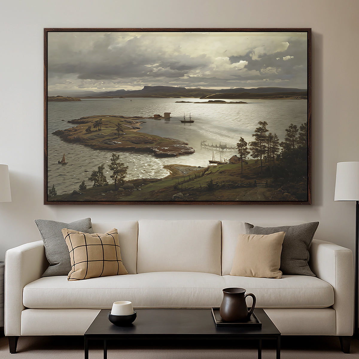 The Fjord at Sandviken (Sandviksfjorden), 1879 - Floater Framed Canvas Print