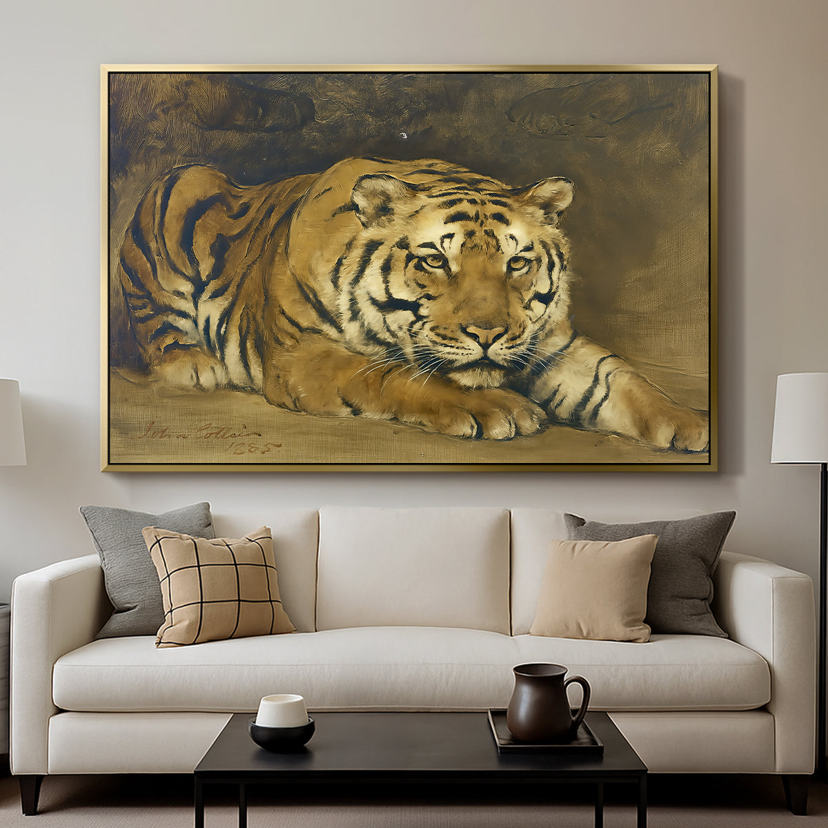 Study of a Tiger for Circe, 1885 - Floater Framed Canvas Print