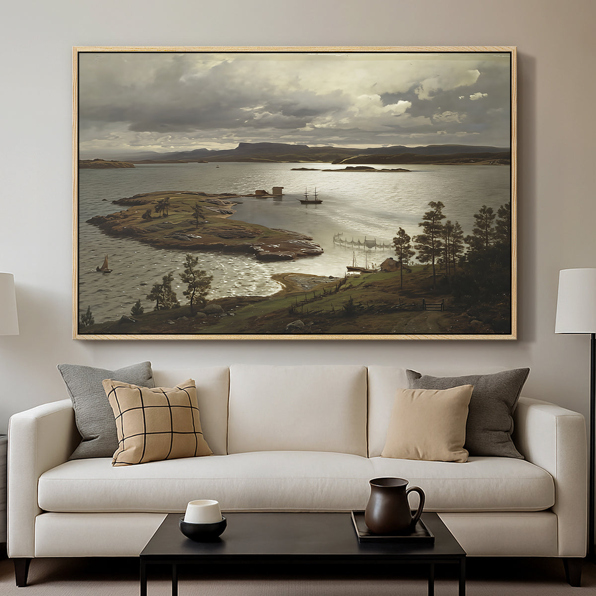 The Fjord at Sandviken (Sandviksfjorden), 1879 - Floater Framed Canvas Print