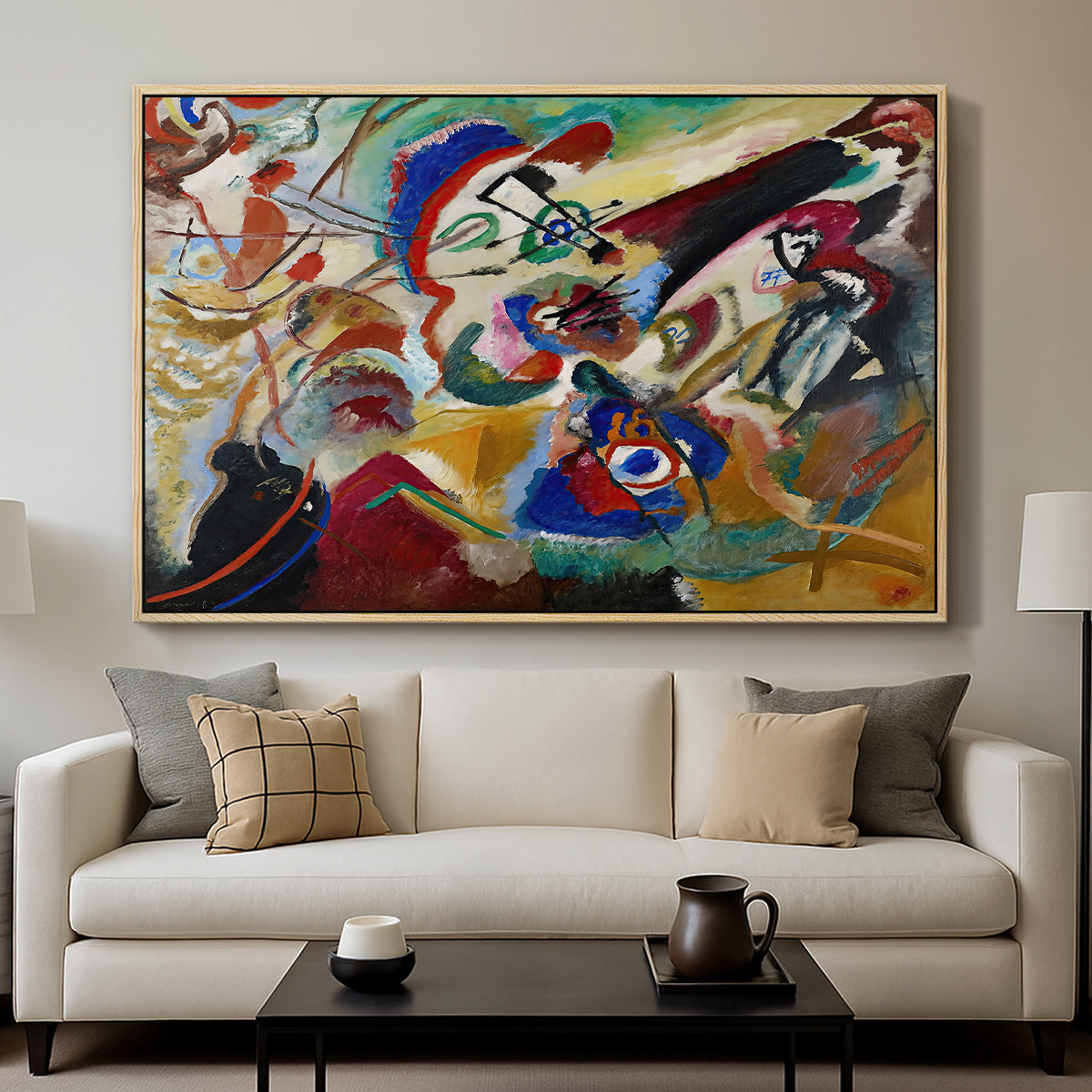 Fragment 2 for Composition VII, 1913 - Floater Framed Canvas Print