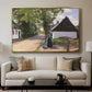 Danish Village Street with Woman and Milkman, 1880 - Floater Framed Canvas Print