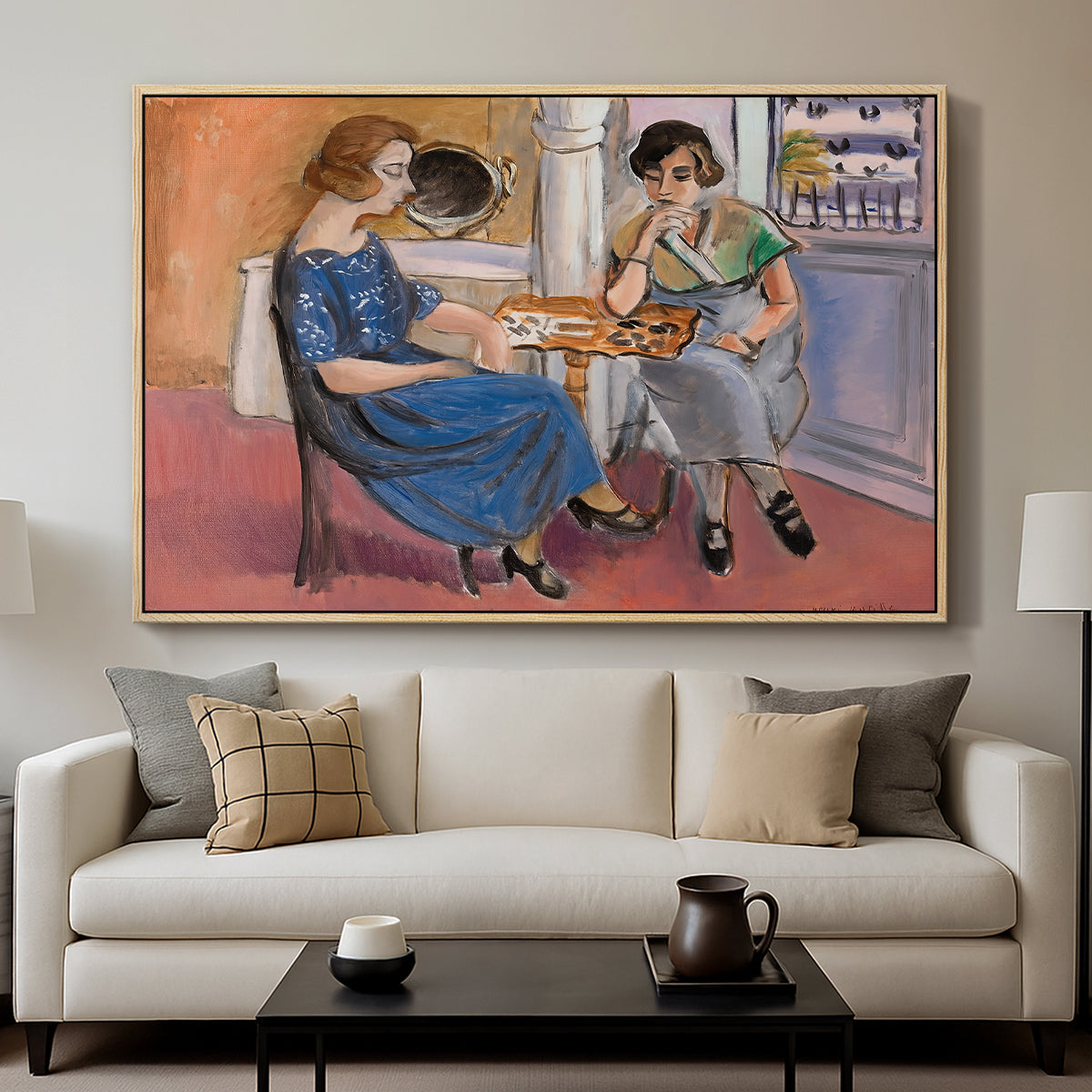 Domino Players, 1921 - Floater Framed Canvas Print