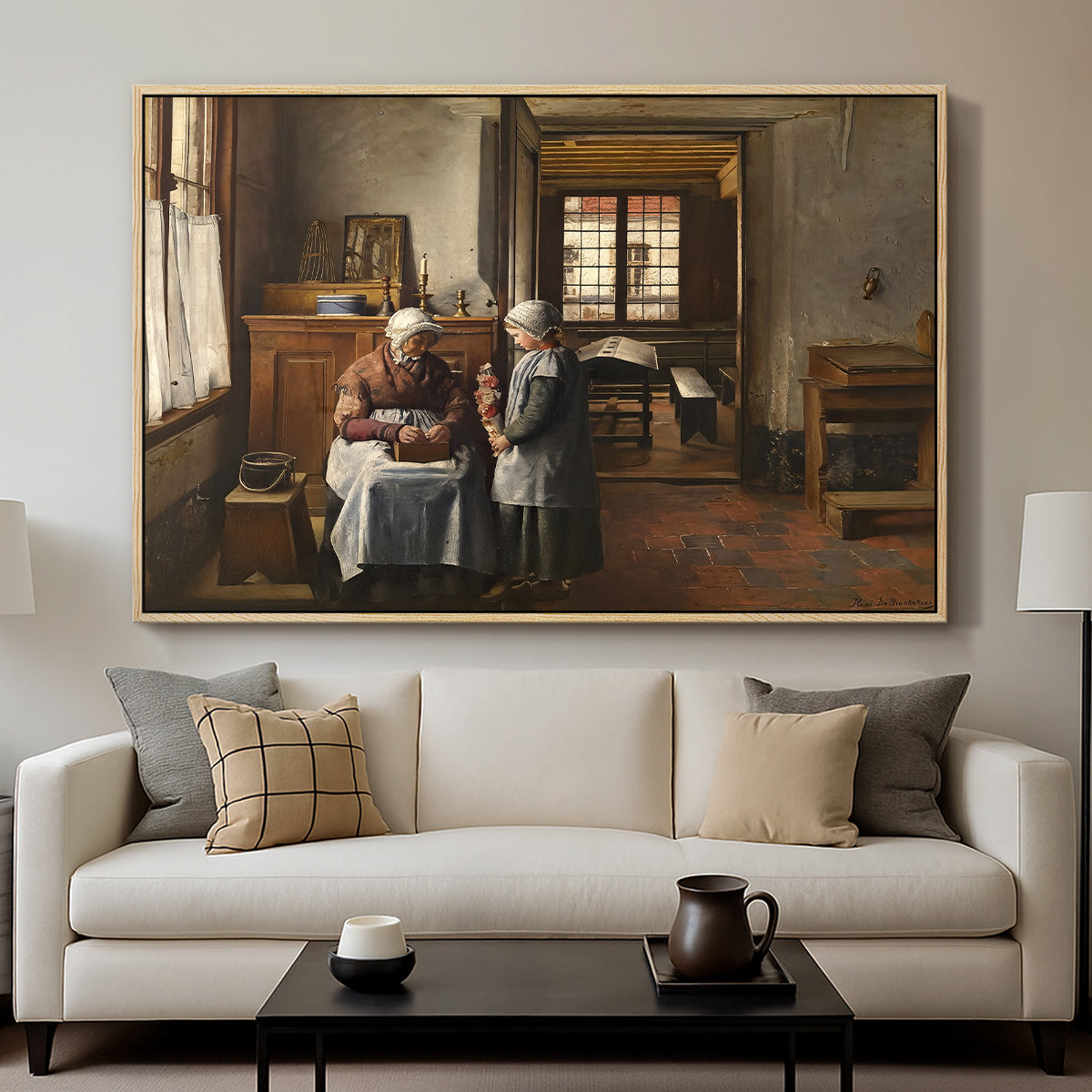 Grandmother's Feast, 1873 - Floater Framed Canvas Print