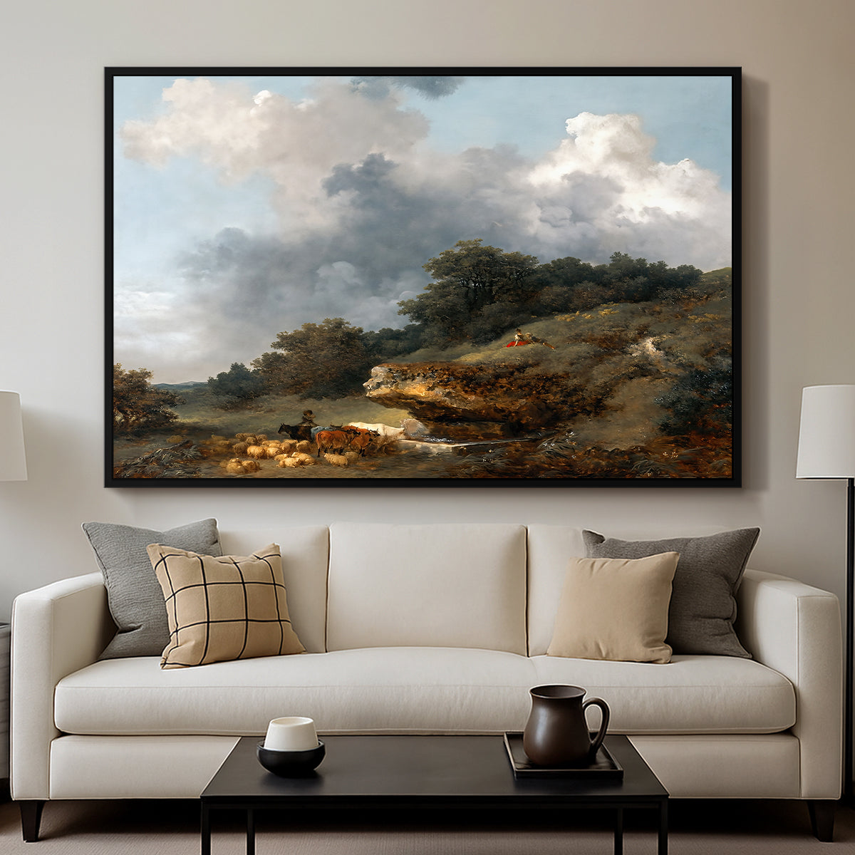 The Watering Place, c. 1765 - Floater Framed Canvas Print