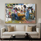 Net Menders in Valencia, 1909 - Floater Framed Canvas Print