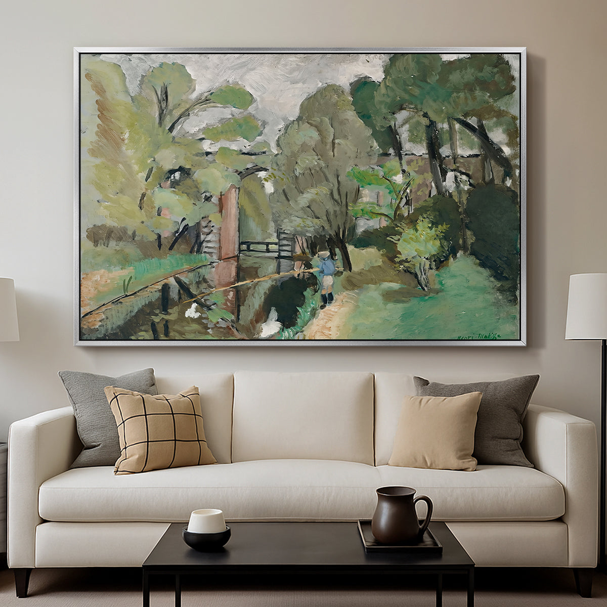 The Little Fisherman, Maintenon, 1918 - Floater Framed Canvas Print