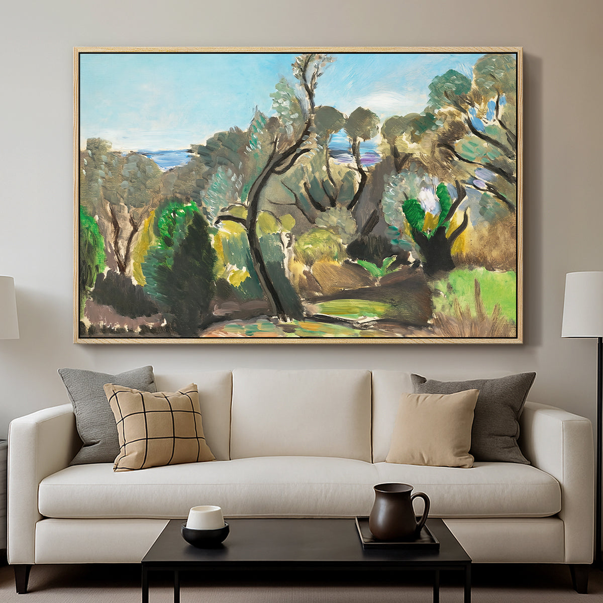 Landscape near Nice, c. 1918 - Floater Framed Canvas Print