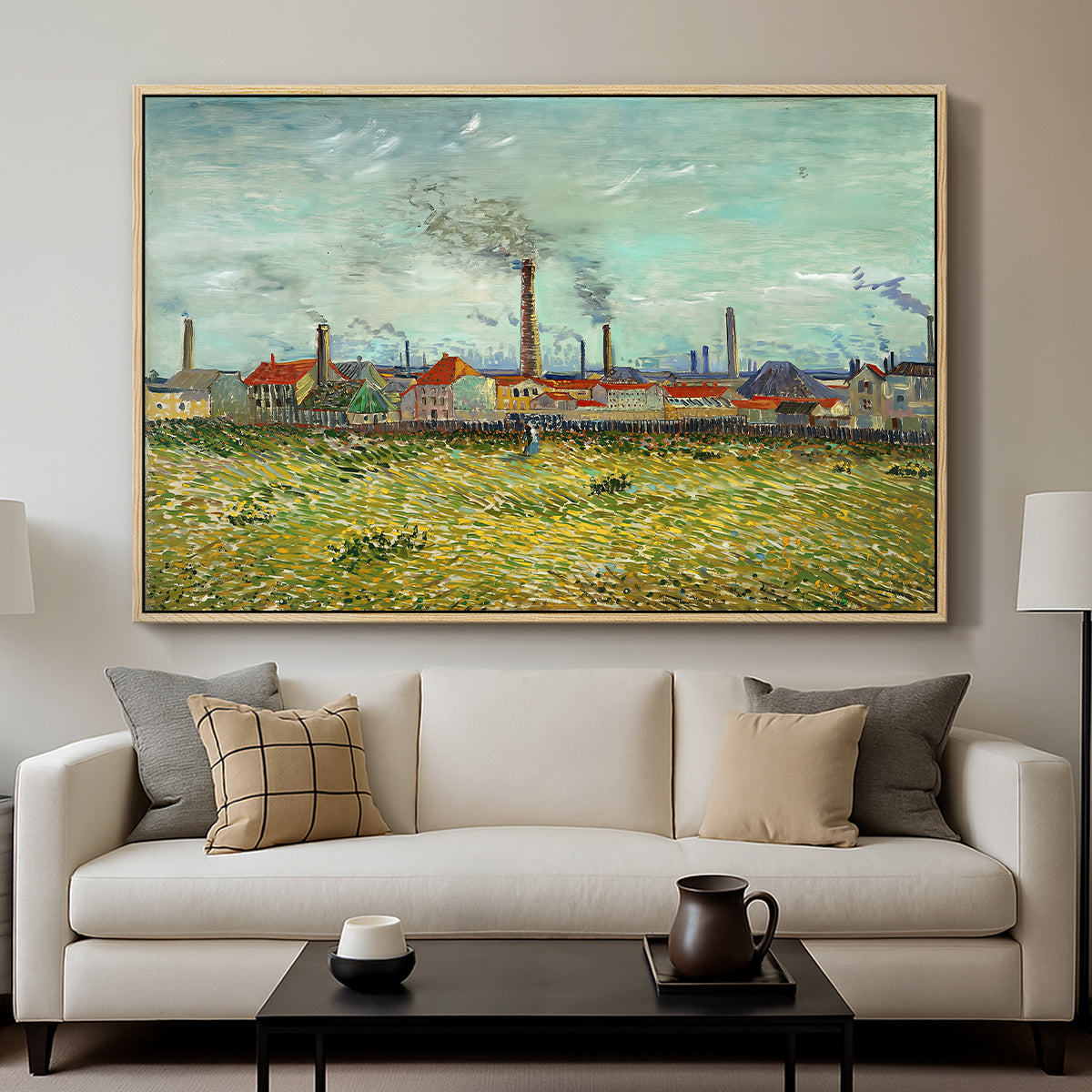 Factories at Clichy, 1887 - Floater Framed Canvas Print