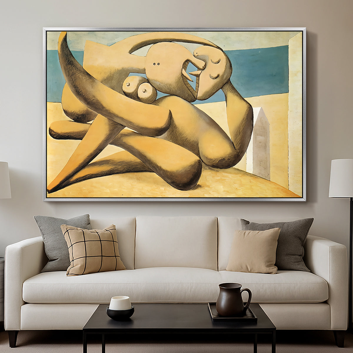 Figures at the Seaside (The Kiss), 1931 - Floater Framed Canvas Print