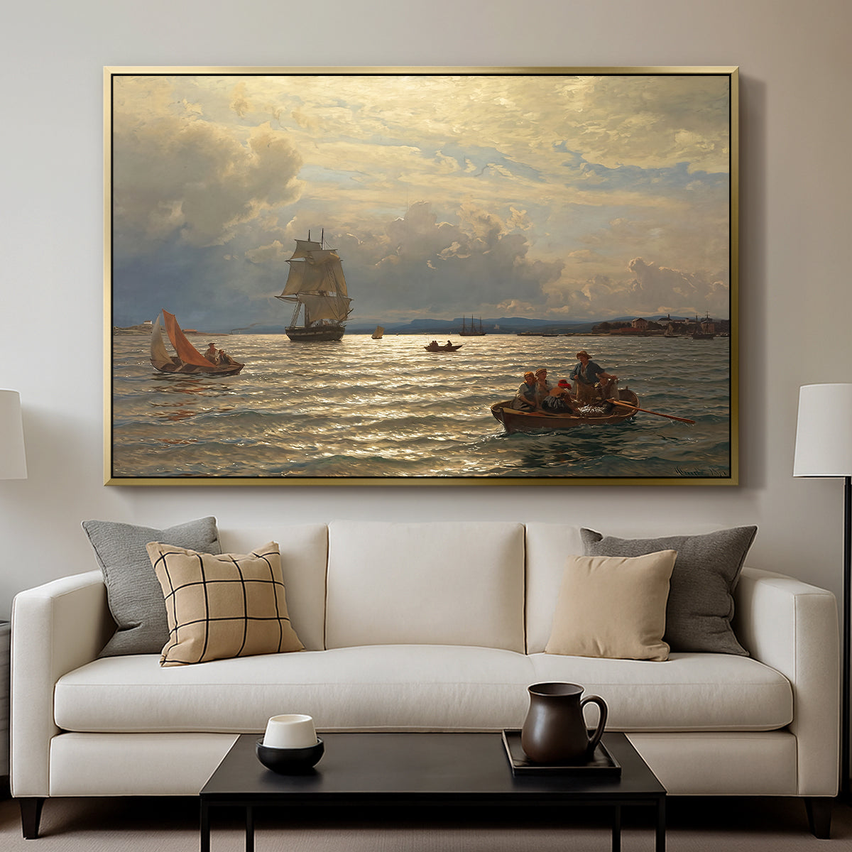 From the Inlet of Oslo, 1874 - Floater Framed Canvas Print