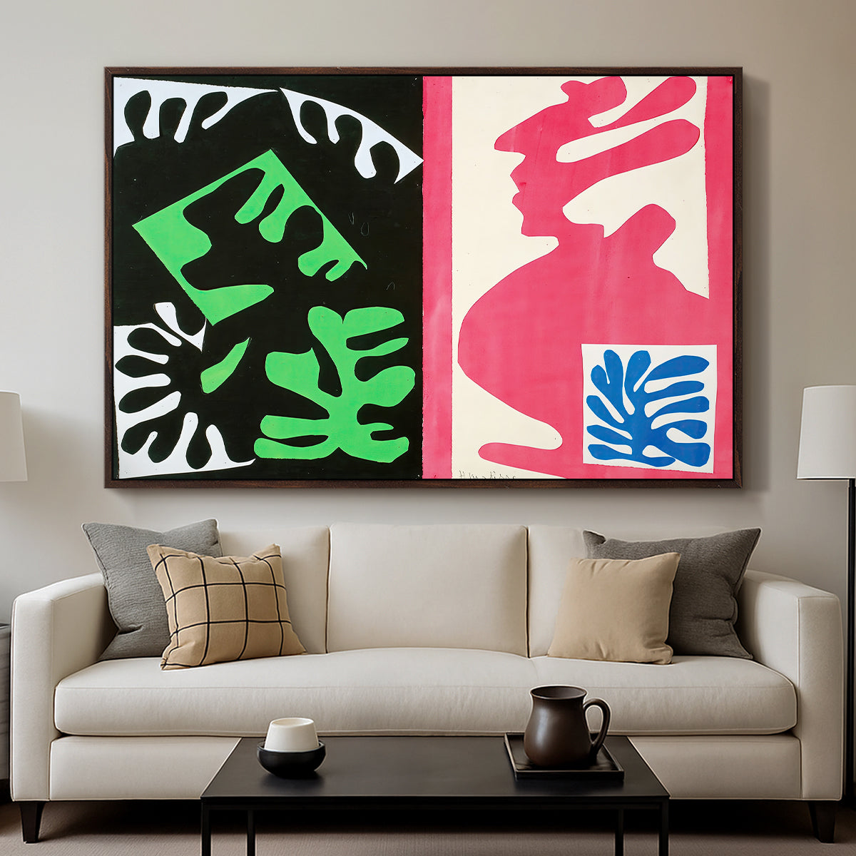 Composition, Black and Red, from Jazz, 1947 - Floater Framed Canvas Print