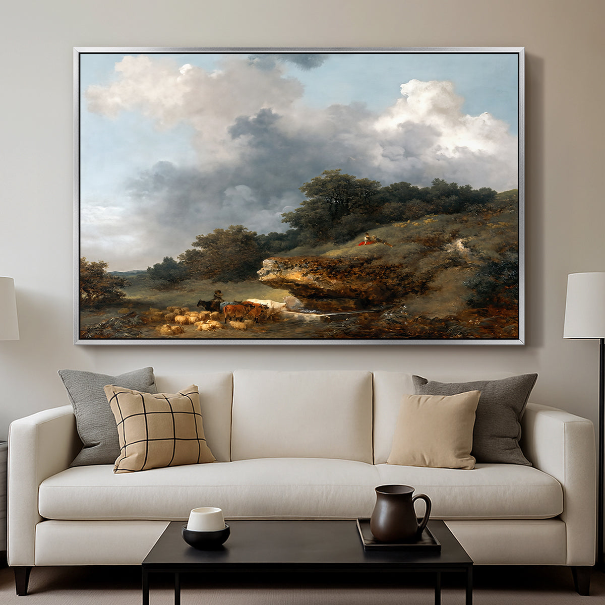 The Watering Place, c. 1765 - Floater Framed Canvas Print