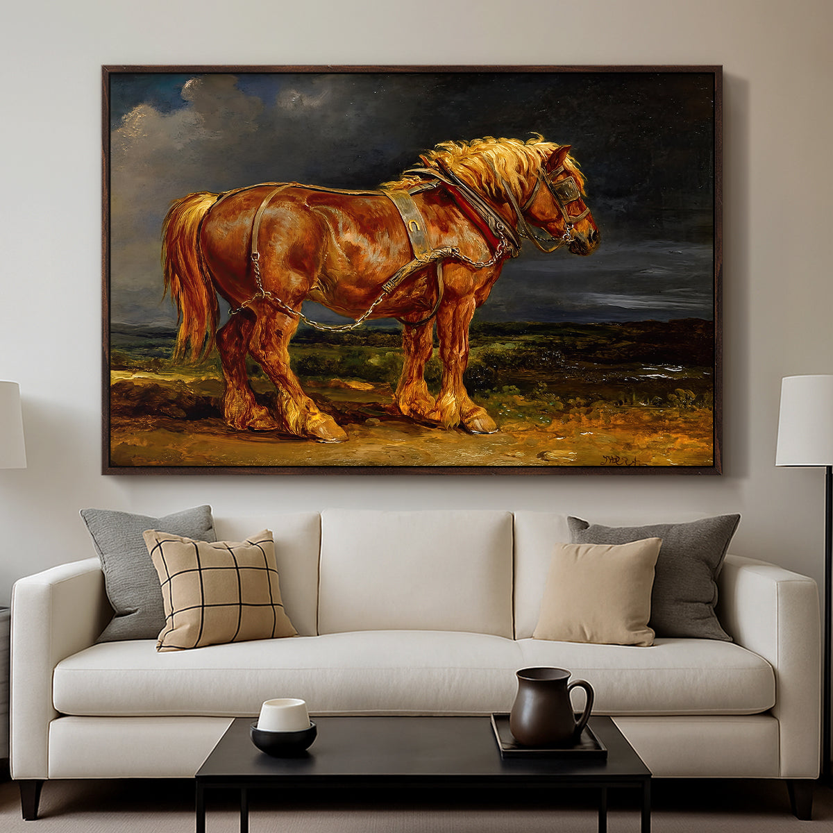 The Shire Horse Elephant in an Extensive Landscape, c. 1850s - Floater Framed Canvas Print