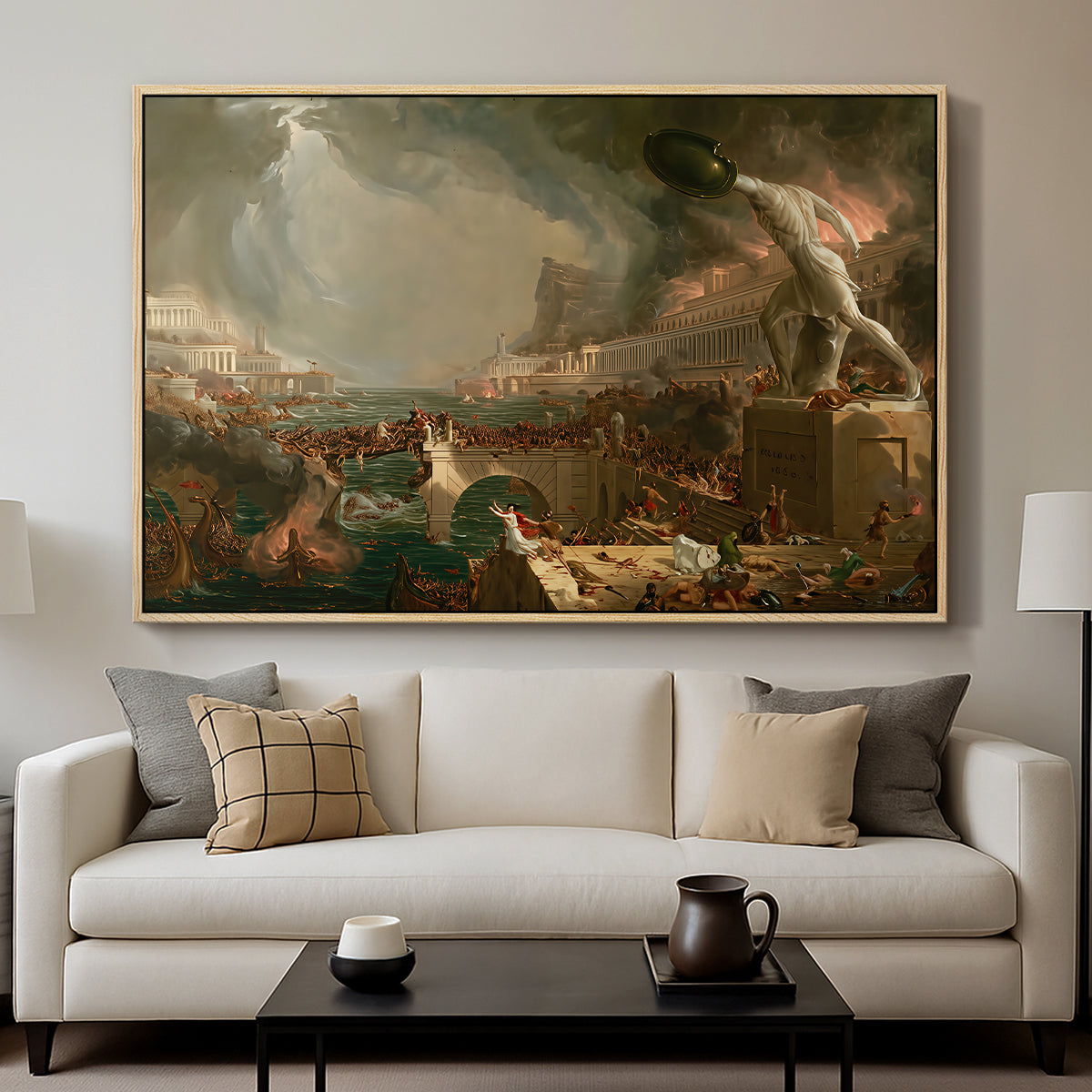 The Course of Empire: Destruction, 1836 - Floater Framed Canvas Print