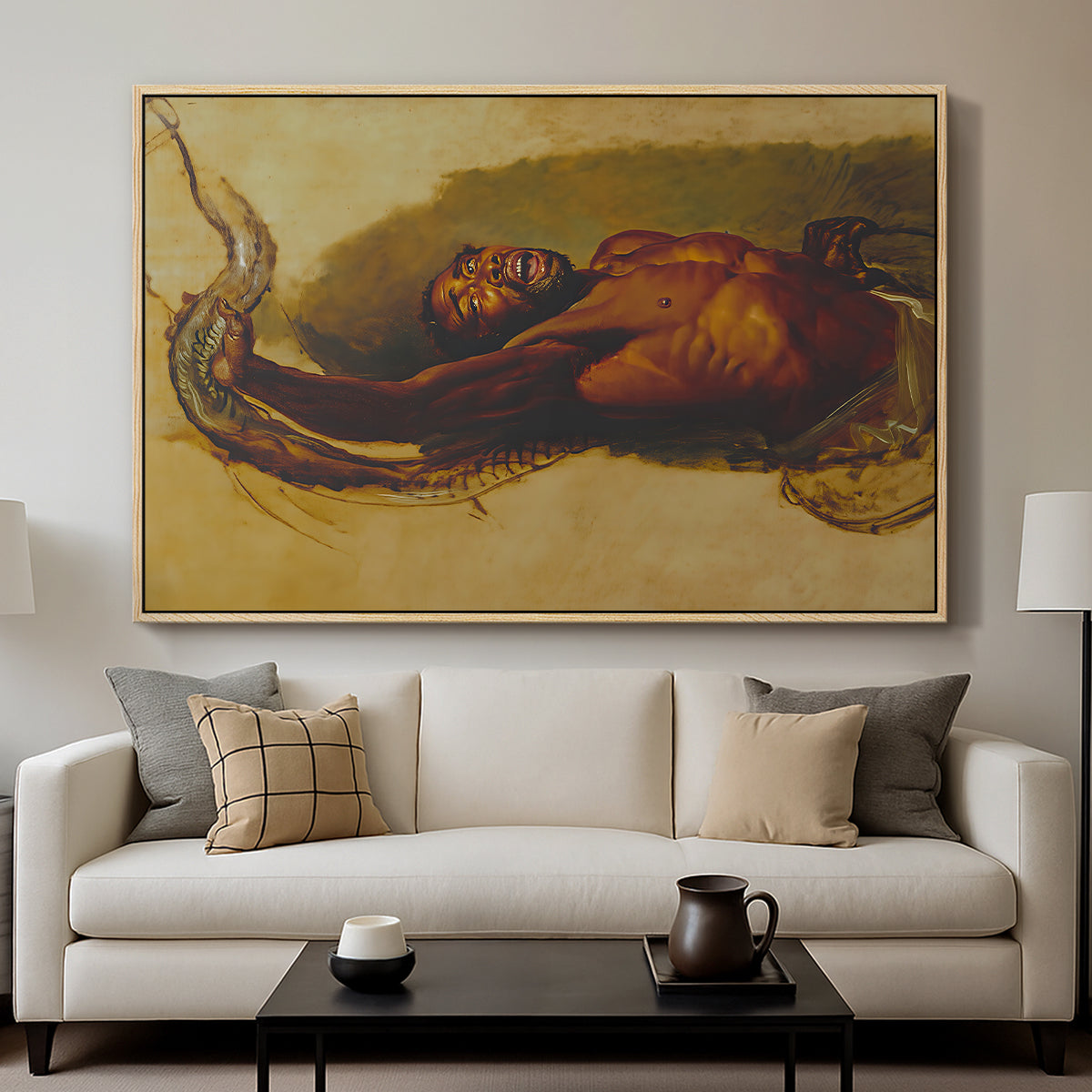 Man Struggling with a Boa Constrictor, c. 1803 - Floater Framed Canvas Print