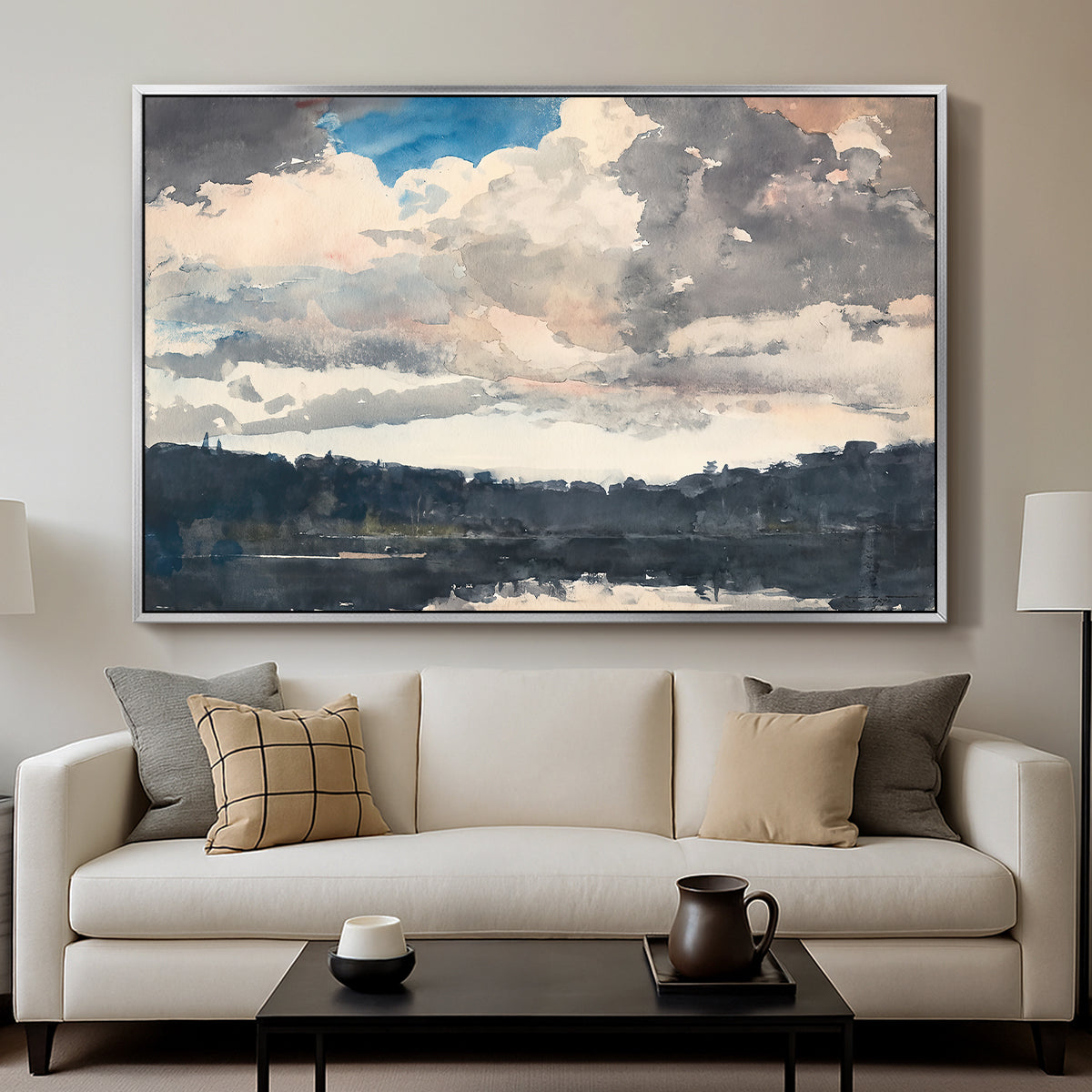The Lone Boat, North Woods Club, Adirondacks, 1892 - Floater Framed Canvas Print