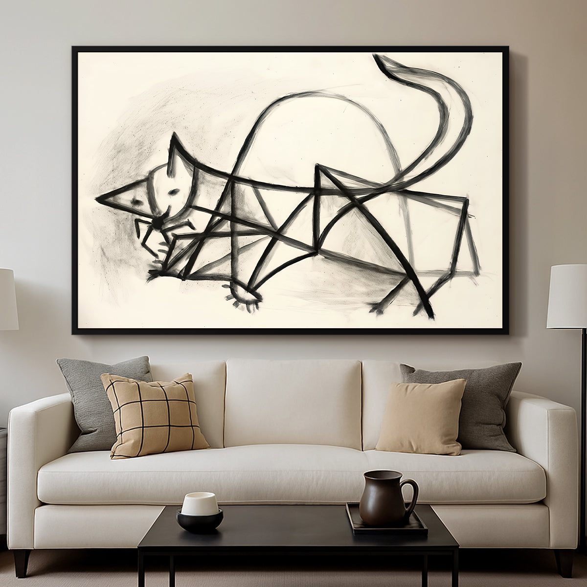 Study of a Cat (Étude de chat), 1946 - Floater Framed Canvas Print