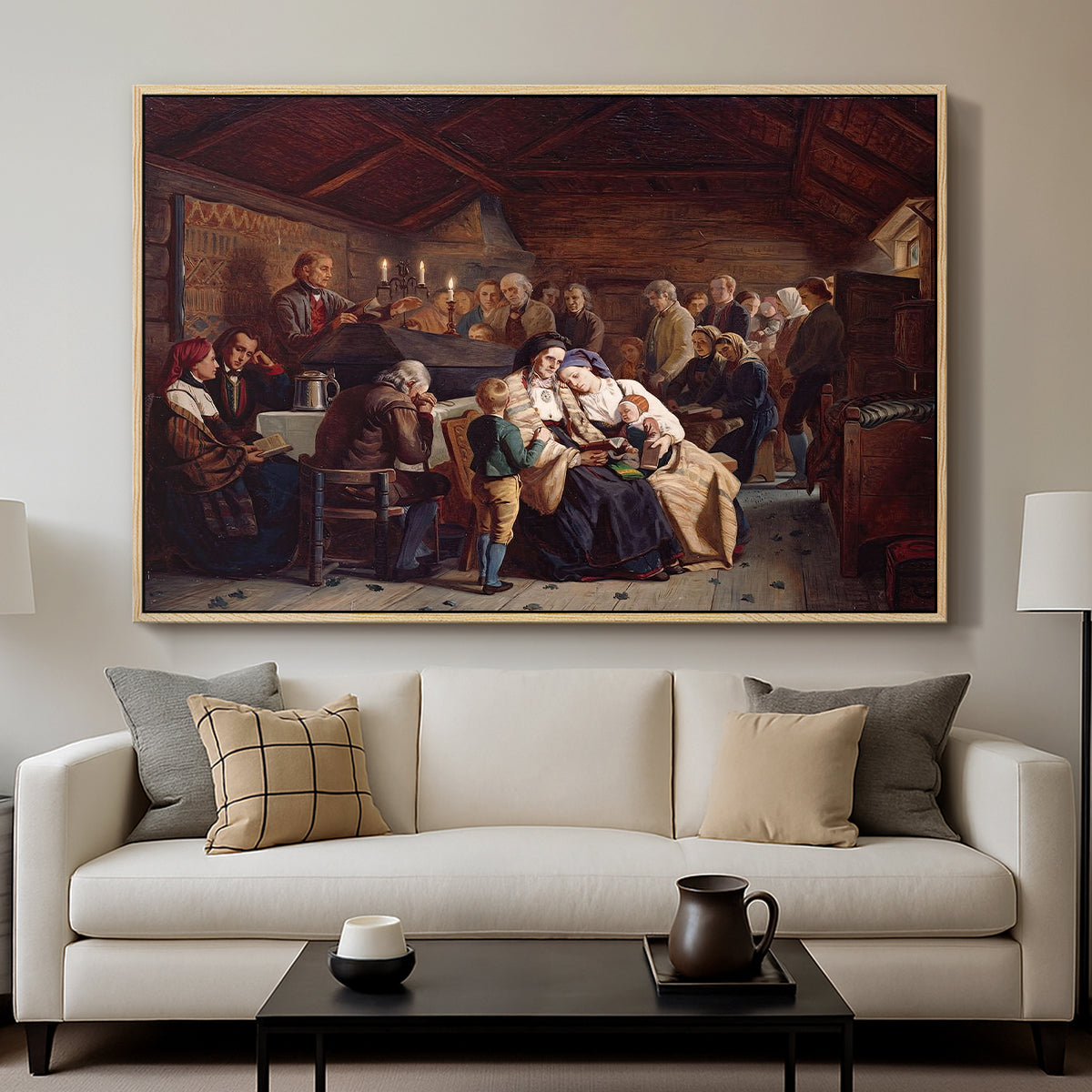 Funeral Feast, 1854 - Floater Framed Canvas Print