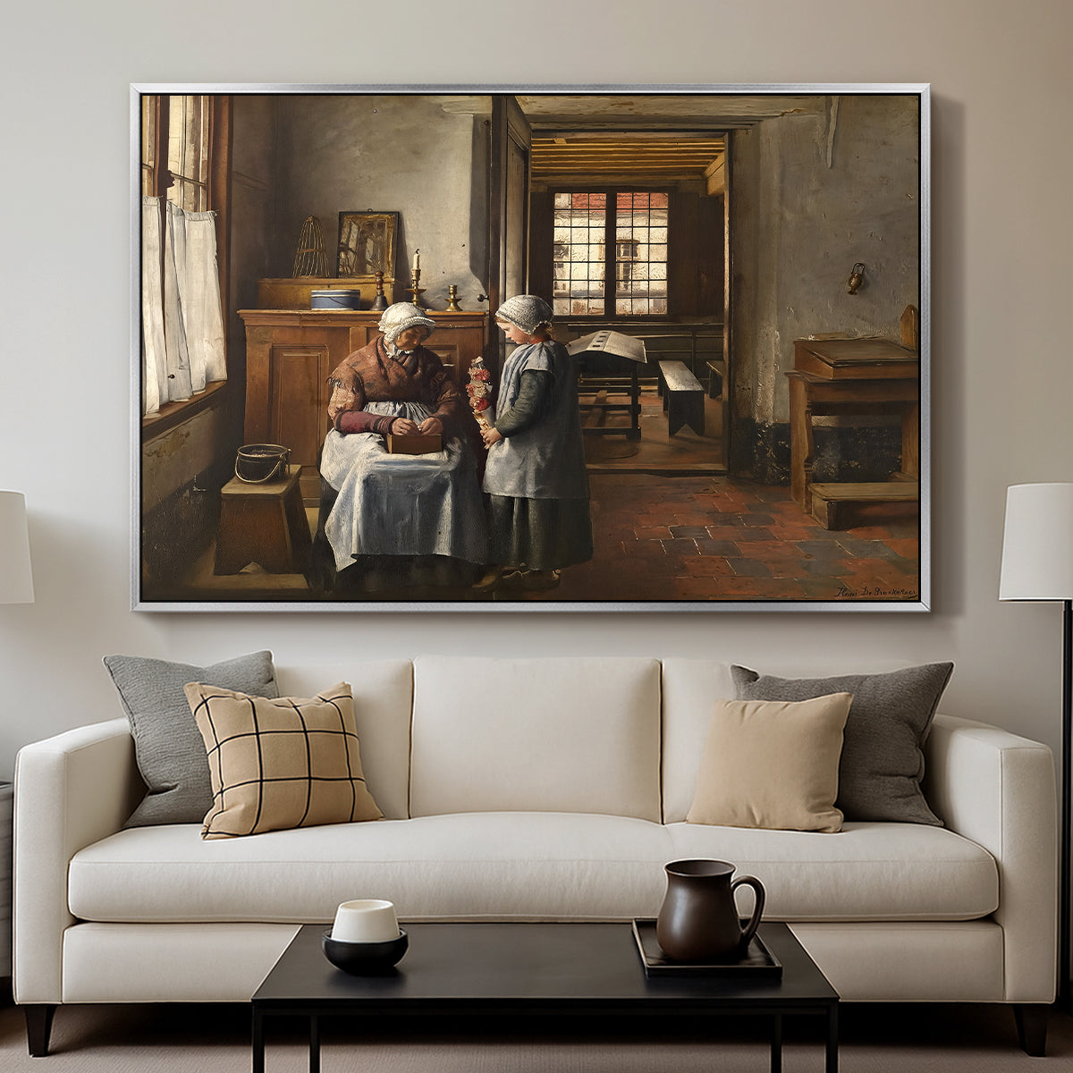Grandmother's Feast, 1873 - Floater Framed Canvas Print