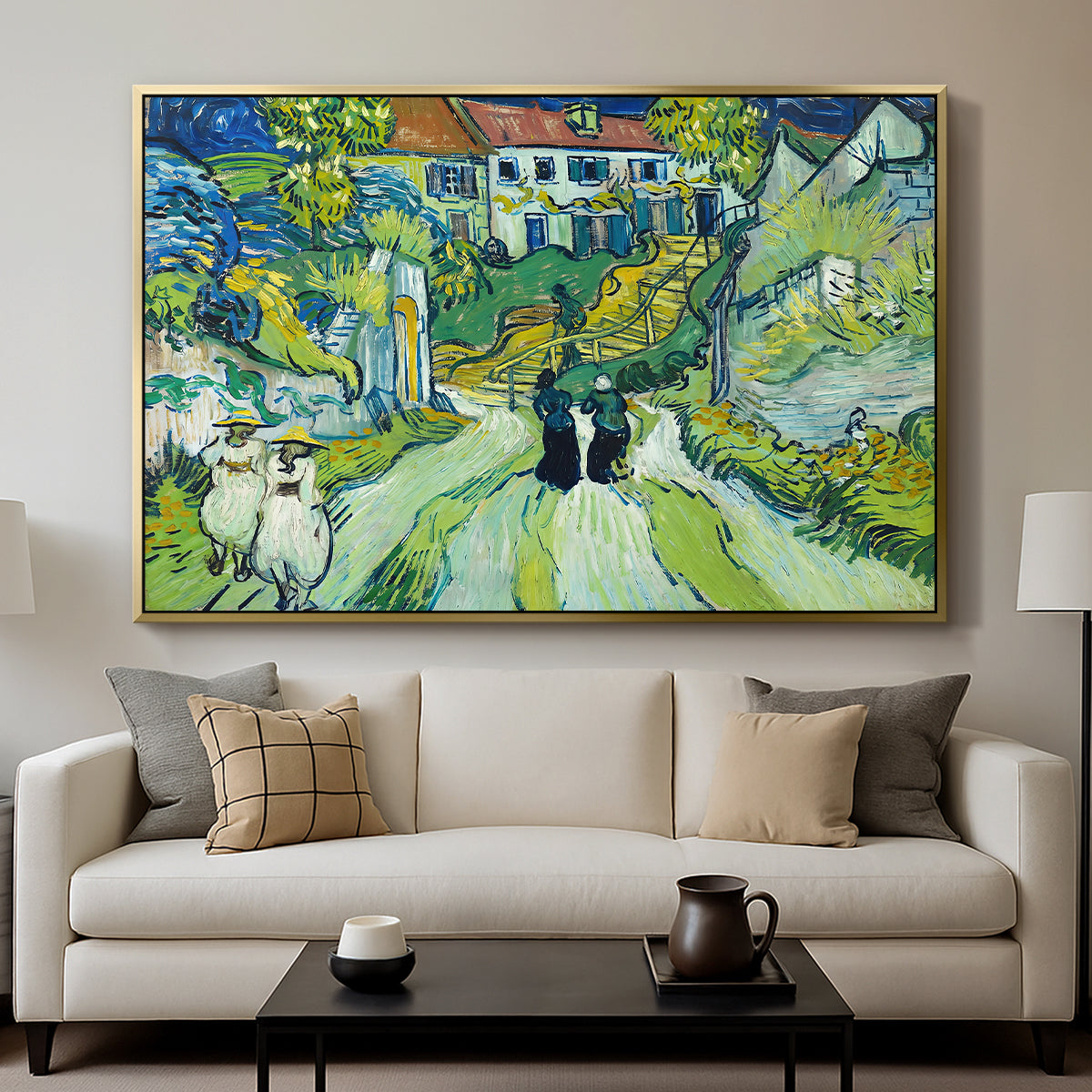 Stairway at Auvers, 1890 - Floater Framed Canvas Print