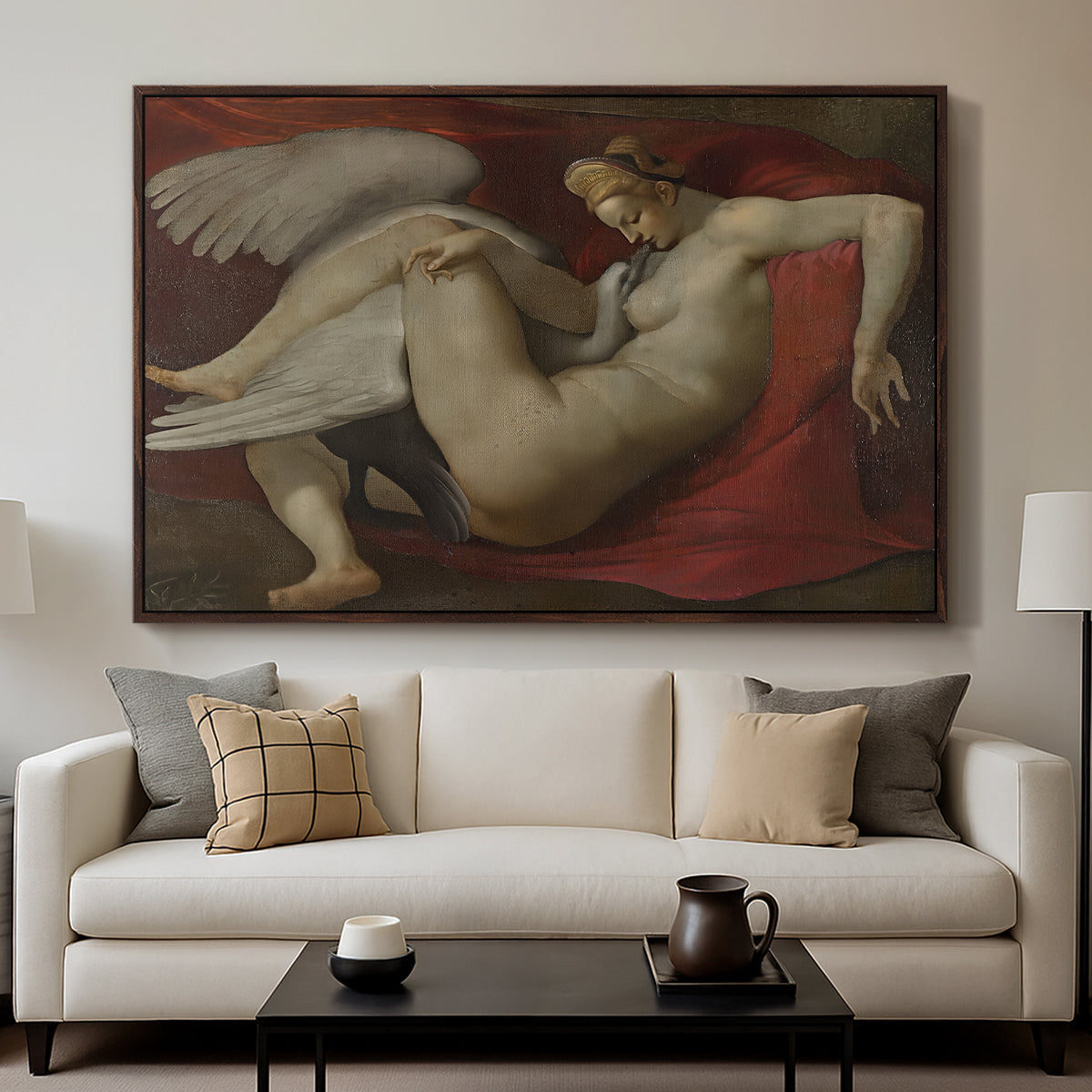 Leda and the Swan (16th-Century Version), c. 1530 - Floater Framed Canvas Print