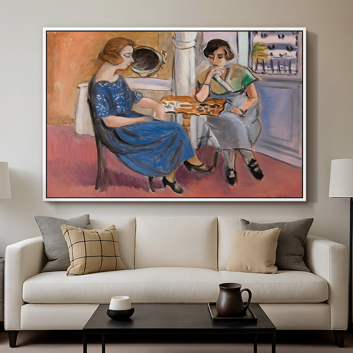 Domino Players, 1921 - Floater Framed Canvas Print