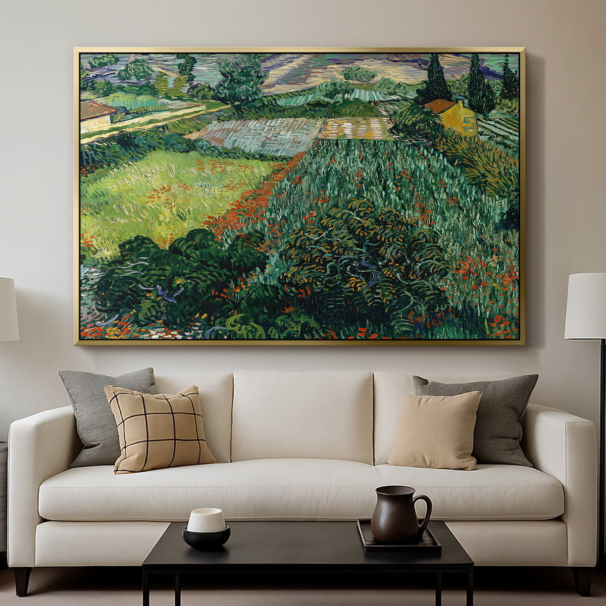 Field with Poppies, Saint-Rémy, 1889 - Floater Framed Canvas Print