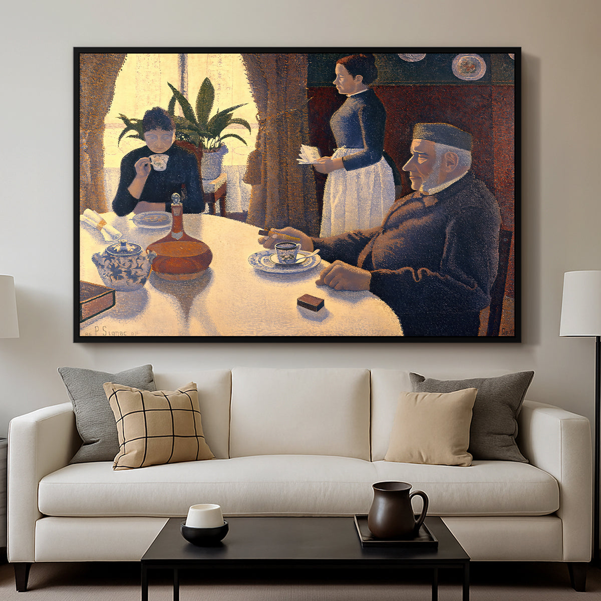 The Dining Room (Breakfast), 1886-1887 - Floater Framed Canvas Print