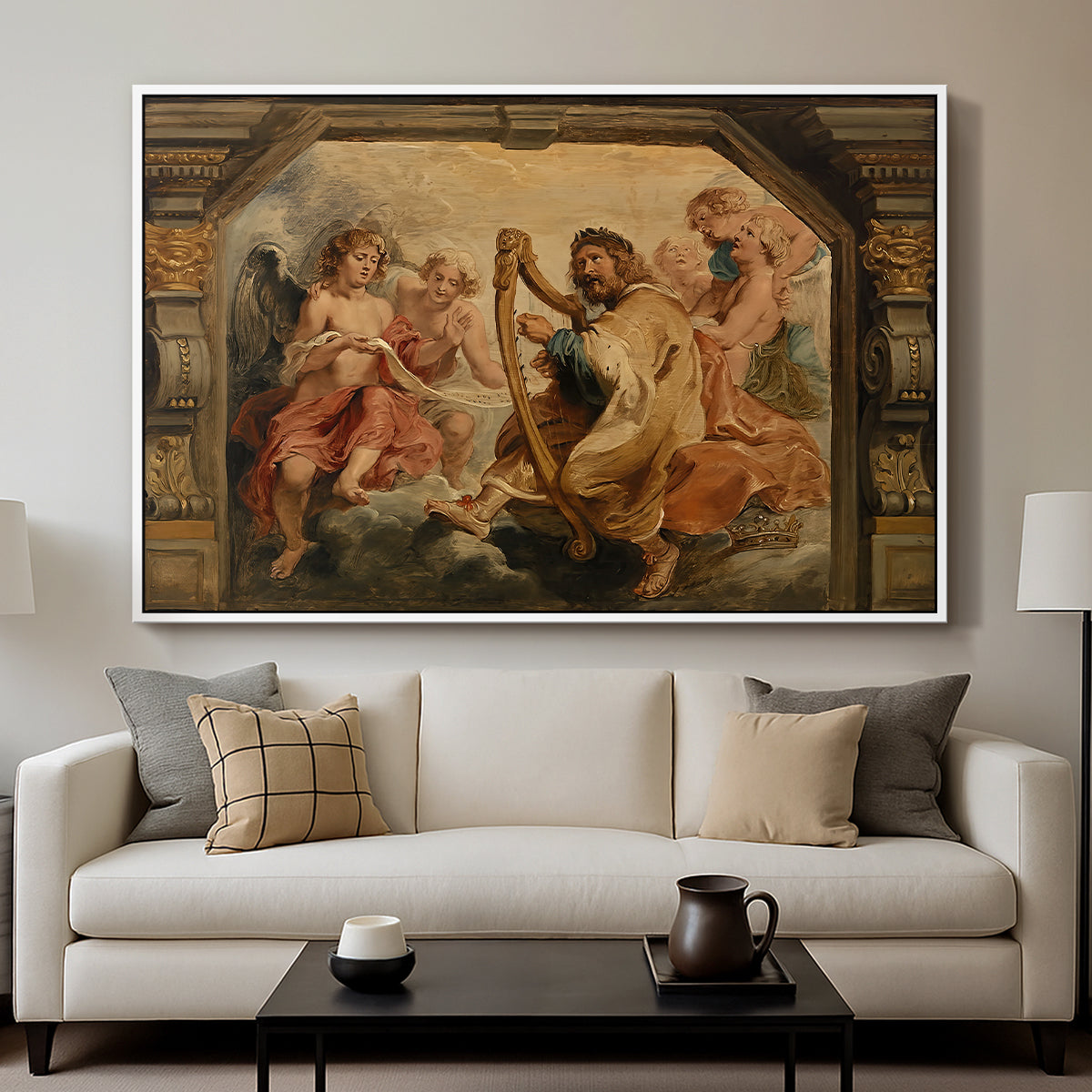 King David Playing the Harp, c. 1627-1628 - Floater Framed Canvas Print