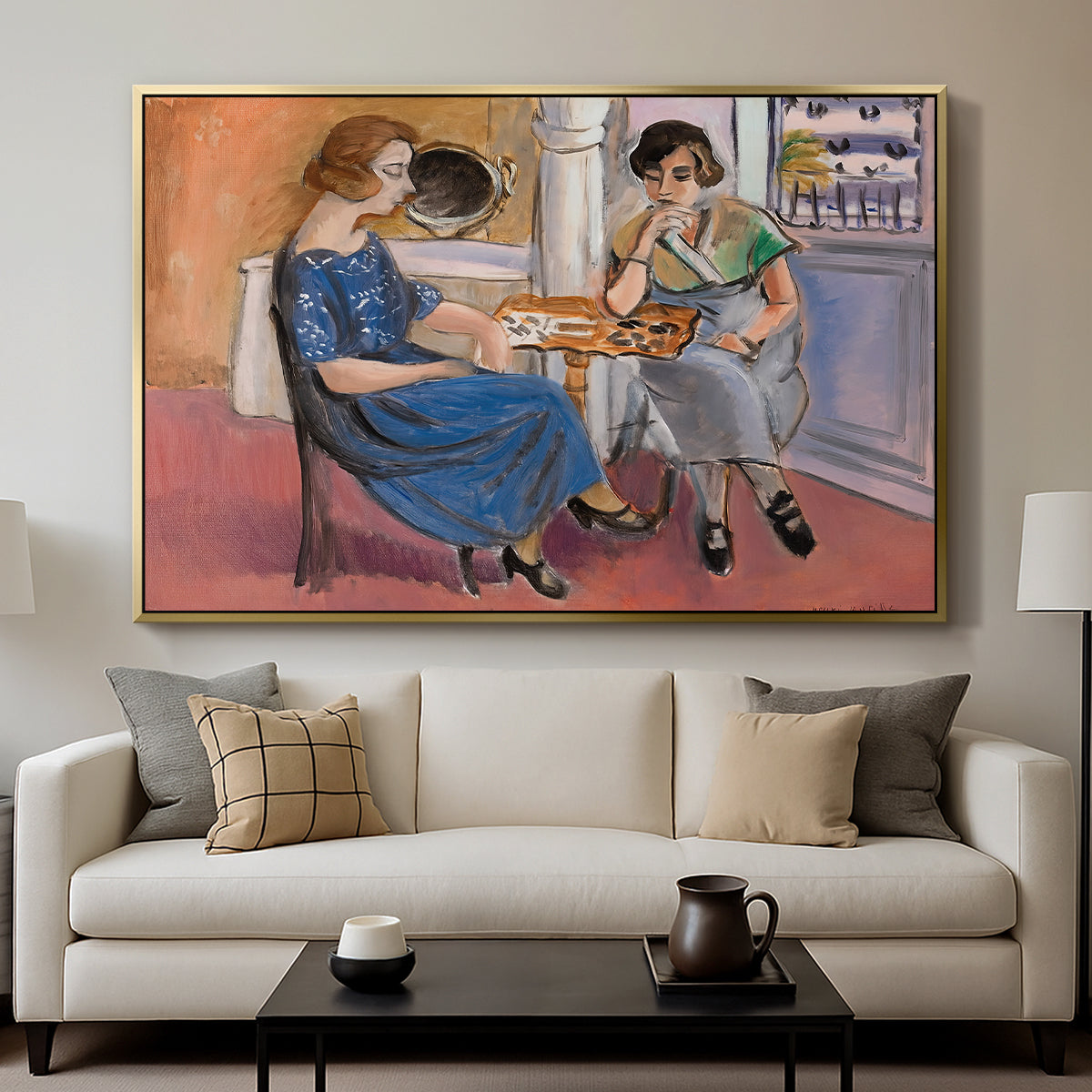 Domino Players, 1921 - Floater Framed Canvas Print