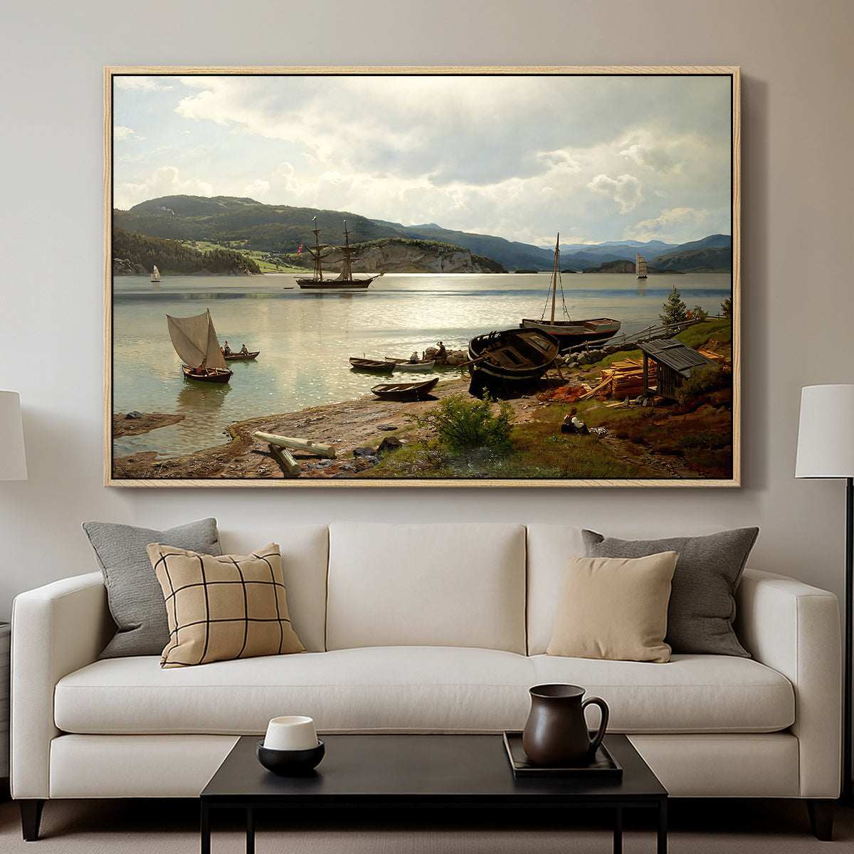 By the Water, 1876 - Floater Framed Canvas Print