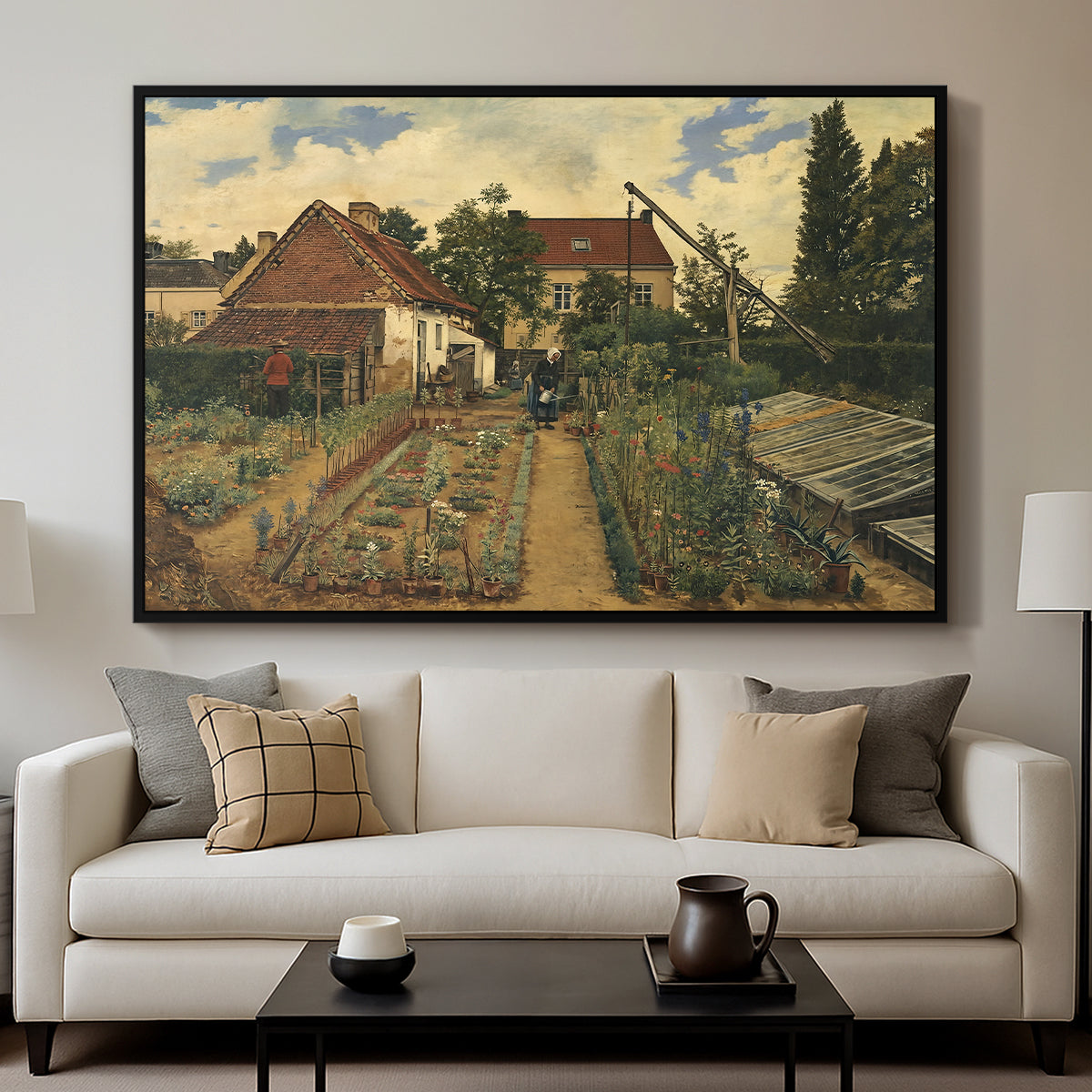 Garden of a Florist (The Flower Garden), 1864 - Floater Framed Canvas Print
