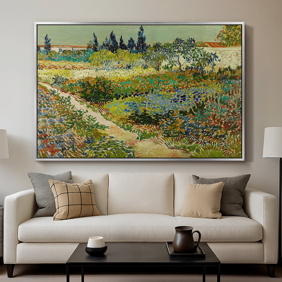 Garden at Arles, 1888 - Floater Framed Canvas Print