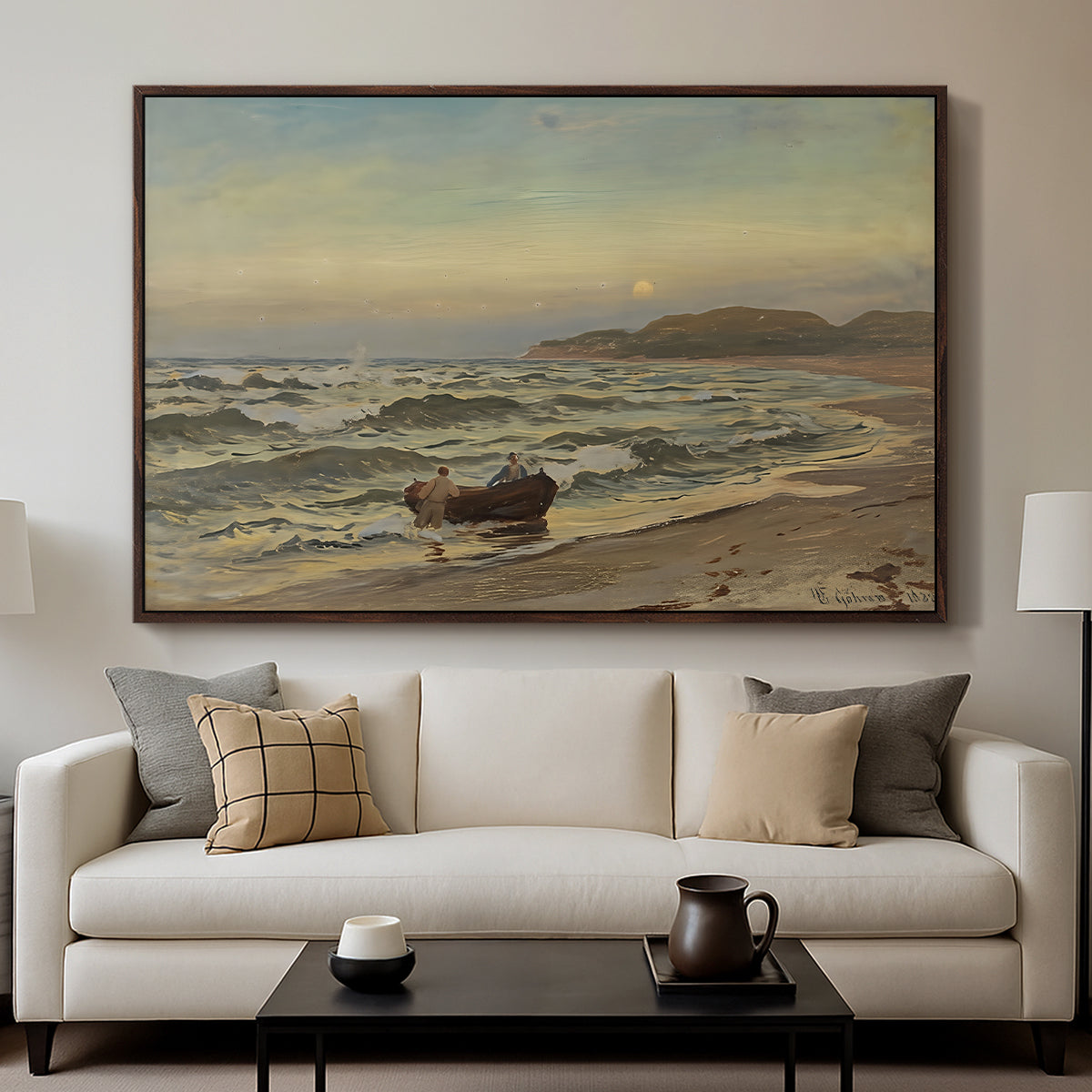 Storm at Rügen, 1882 - Floater Framed Canvas Print