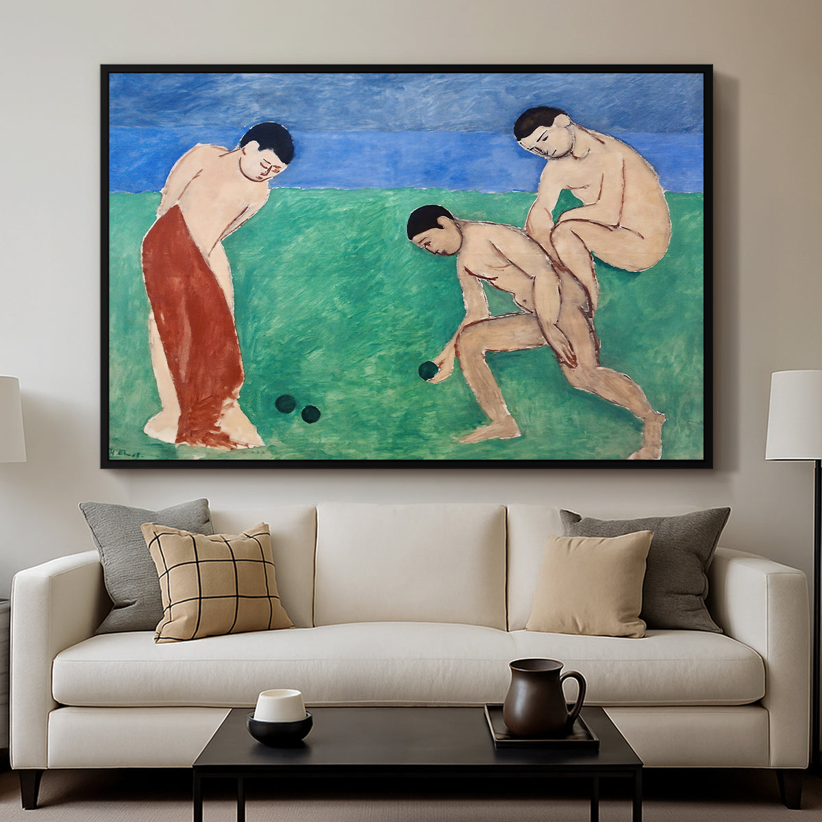 Game of Bowls, 1908 - Floater Framed Canvas Print