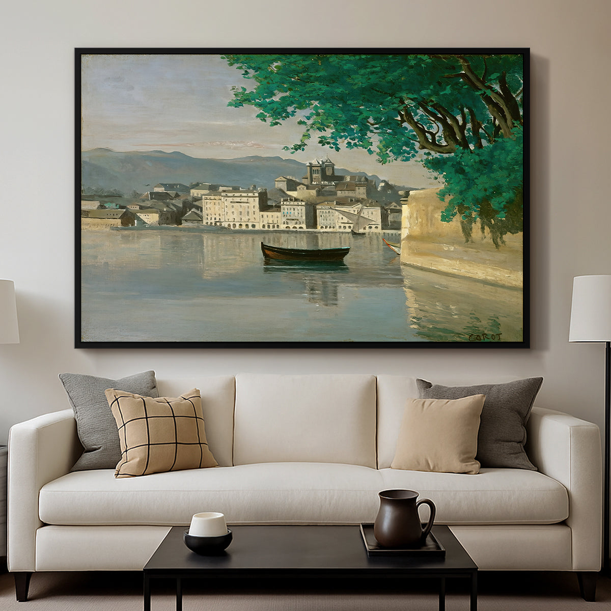 Geneva View of Part of the City, c. 1834-1835 - Floater Framed Canvas Print