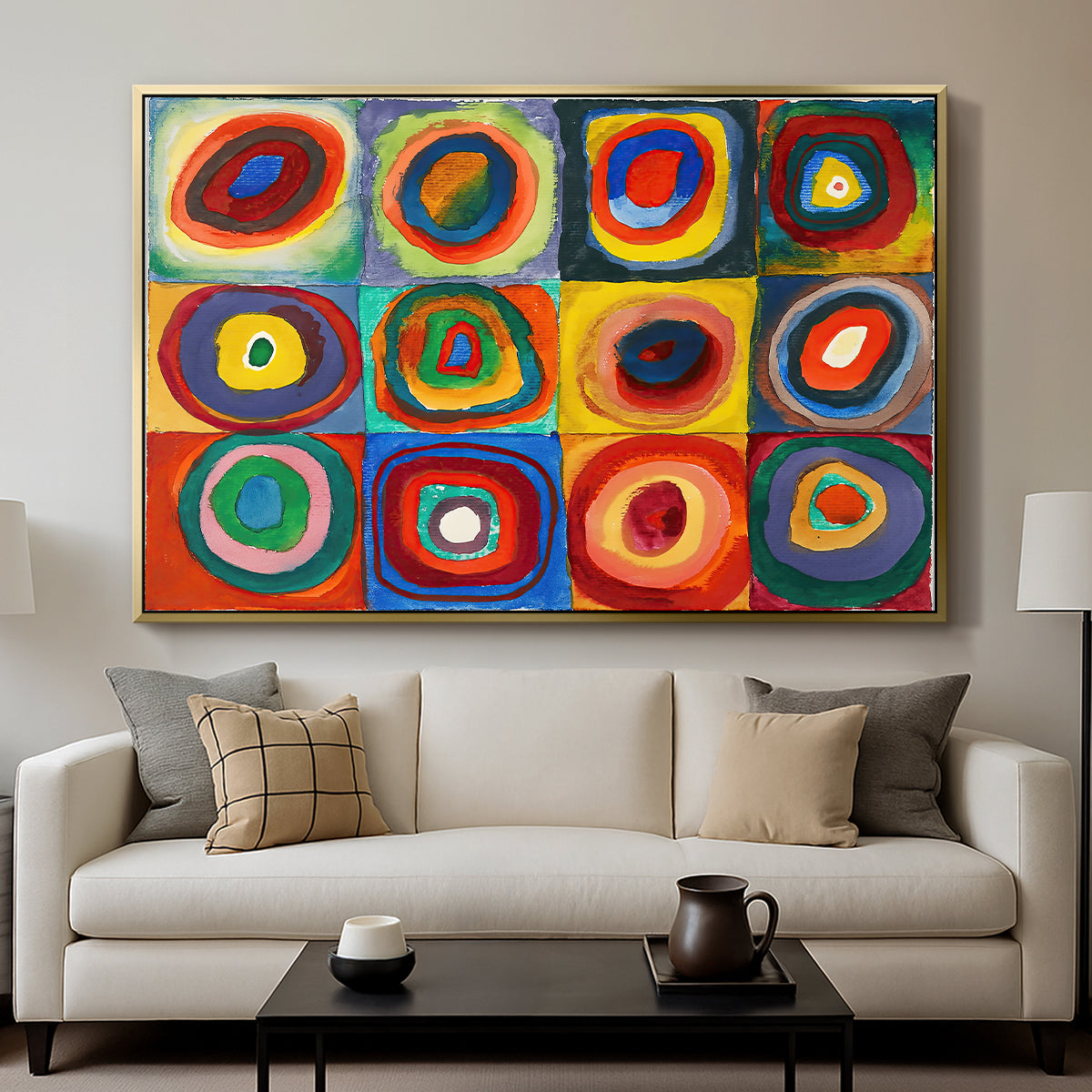 Color Study: Squares with Concentric Circles, 1913 - Floater Framed Canvas Print