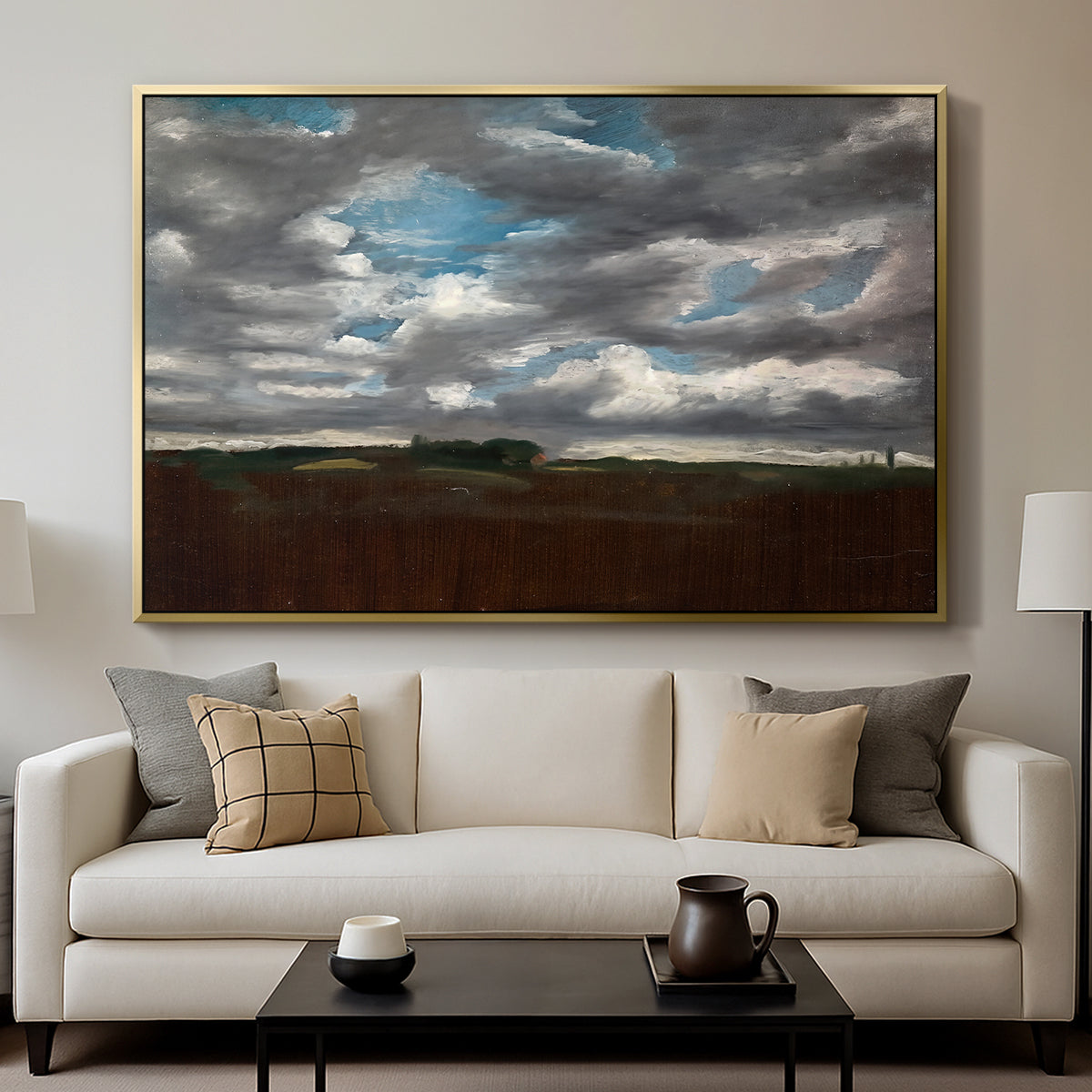 Extensive Landscape with Grey Clouds, c. 1821-1822 - Floater Framed Canvas Print