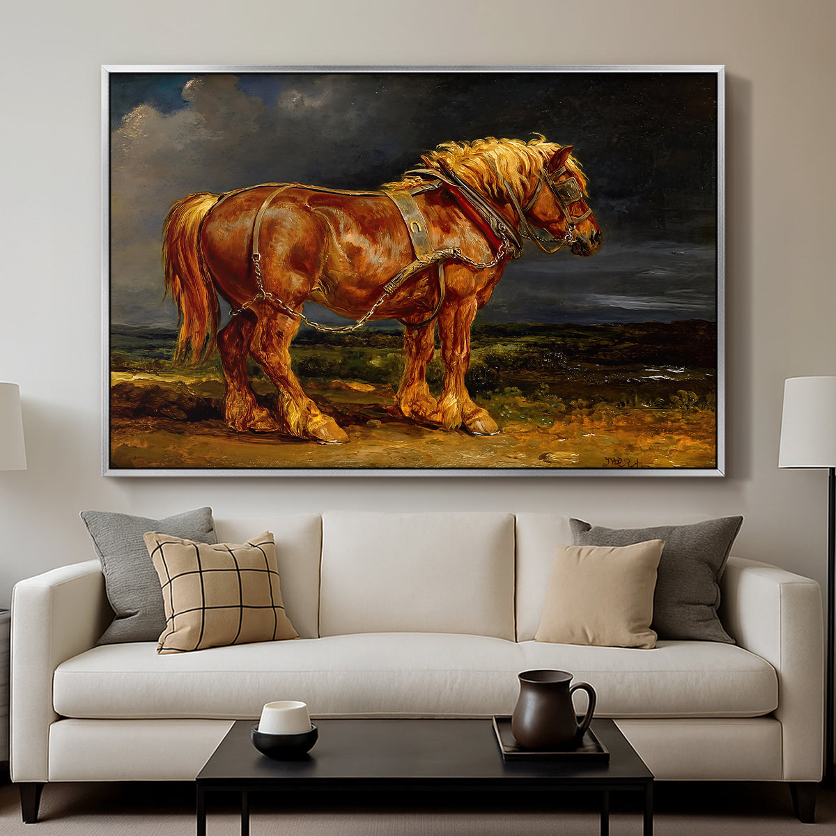 The Shire Horse Elephant in an Extensive Landscape, c. 1850s - Floater Framed Canvas Print