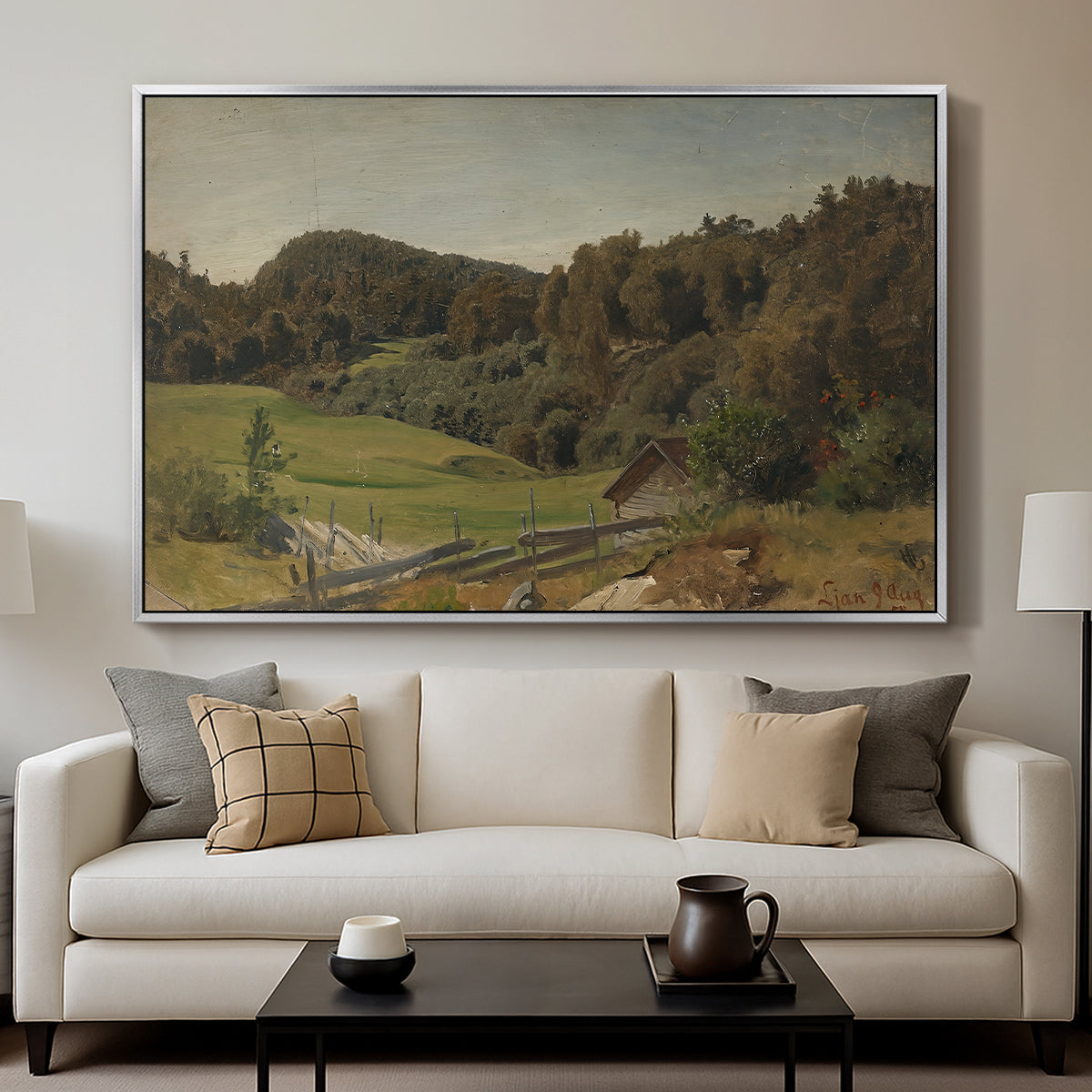 Landscape at Ljan, 1858 - Floater Framed Canvas Print