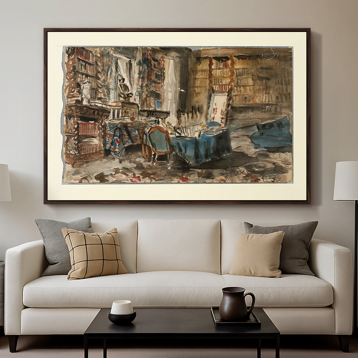 Cabinet de Flaubert à Croisset, 1874 - Floater Framed Canvas Print