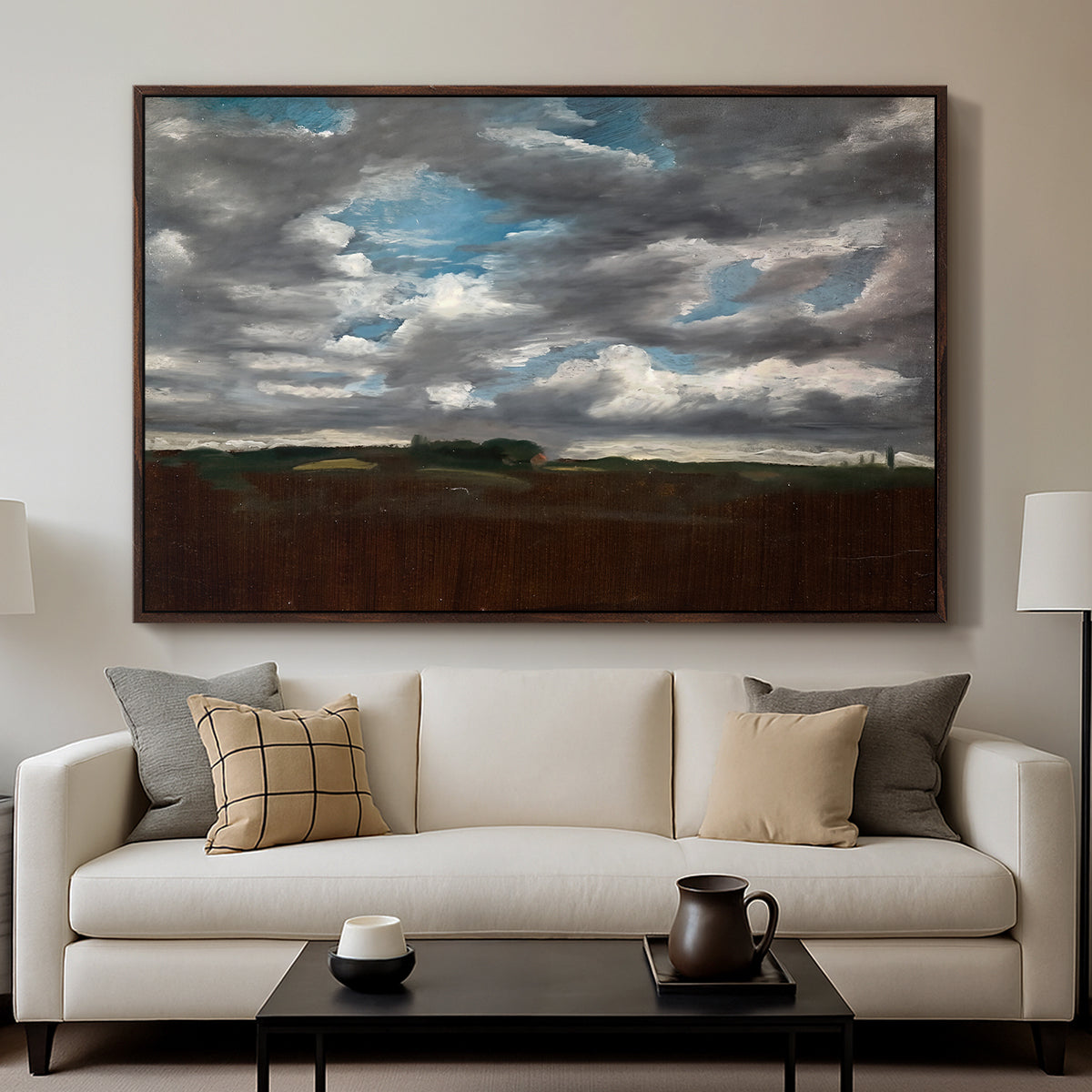 Extensive Landscape with Grey Clouds, c. 1821-1822 - Floater Framed Canvas Print