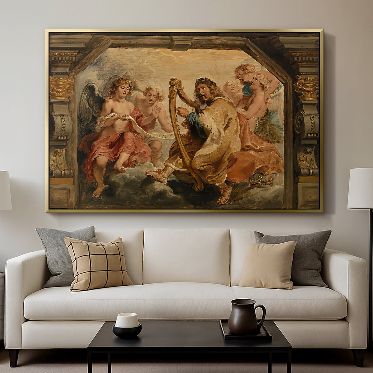 King David Playing the Harp, c. 1627-1628 - Floater Framed Canvas Print
