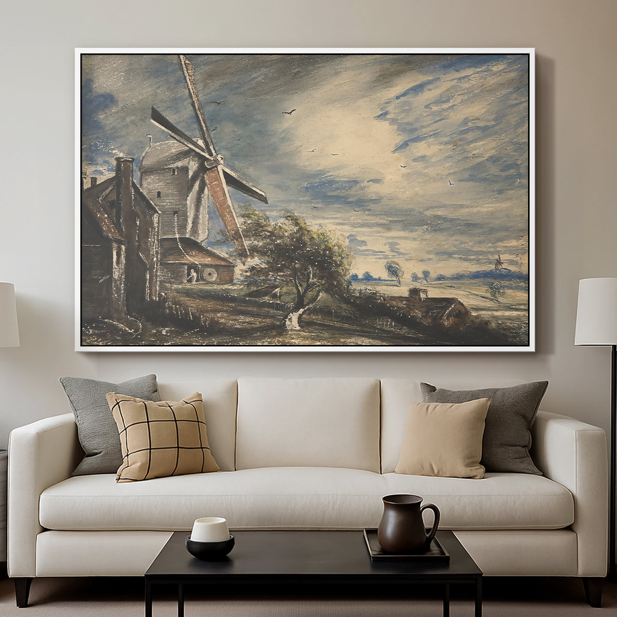 A Mill Near Colchester, c. 1833 - Floater Framed Canvas Print