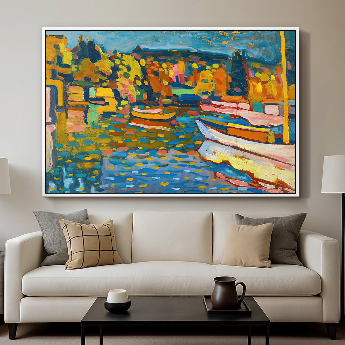 Study for Autumn Landscape with Boats, 1908 - Floater Framed Canvas Print