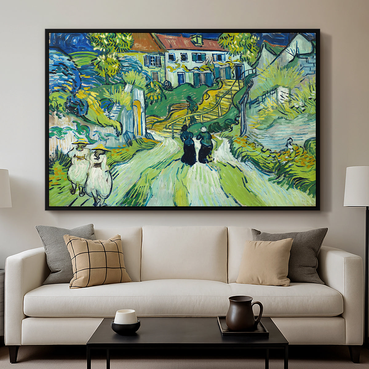 Stairway at Auvers, 1890 - Floater Framed Canvas Print
